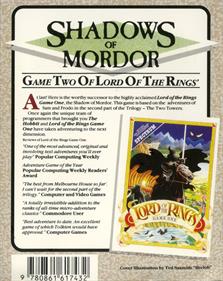 Shadows of Mordor: Game Two of Lord of the Rings - Box - Back Image