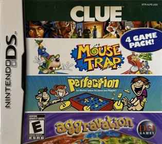 4 Game Pack! Clue / Mouse Trap / Perfection / Aggravation - Box - Front Image