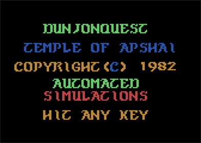 Temple of Apshai - Screenshot - Game Title Image