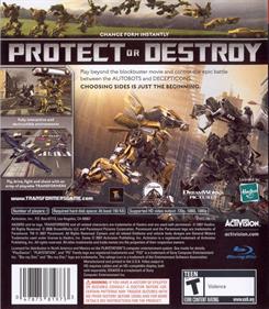 Transformers: The Game - Box - Back Image