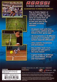 Agassi Tennis Generation - Box - Back Image