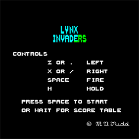 Lynx Invaders - Screenshot - Game Title Image