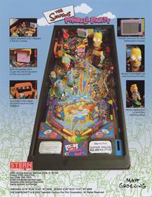 The Simpsons Pinball Party - Advertisement Flyer - Back Image