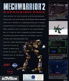 MechWarrior 2: Ghost Bear's Legacy - Box - Back Image