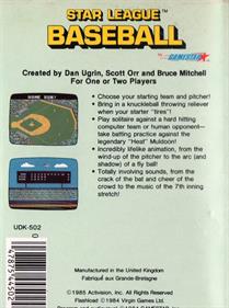 Star League Baseball - Box - Back Image