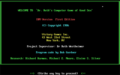 Dr. Ruth's Computer Game of Good Sex - Screenshot - Game Title Image