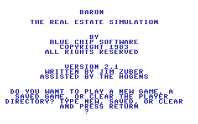 Baron: The Real Estate Simulation - Screenshot - Game Title Image