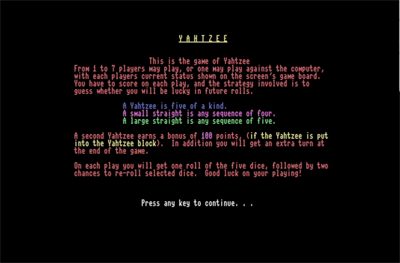 Yahtzee - Screenshot - Game Select Image