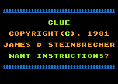 Clue - Screenshot - Game Title Image