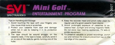 Mini Golf - Box - Back Image