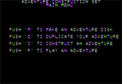 Adventure Construction Set - Screenshot - Game Select Image