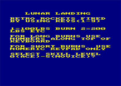 Lunar Landing - Screenshot - Game Select Image