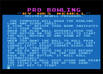 Pro Bowling - Screenshot - Game Title Image