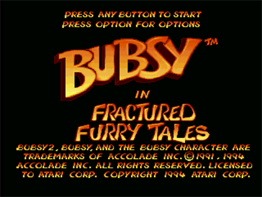 Bubsy In Fractured Furry Tales - Screenshot - Game Title Image