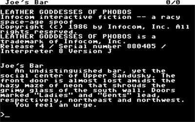 Leather Goddesses of Phobos: Solid Gold Edition - Screenshot - Gameplay Image