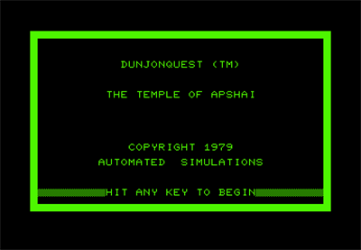 Dunjonquest: Temple of Apshai - Screenshot - Game Title Image