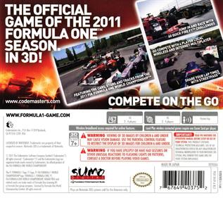 F1 2011 - Box - Back Image