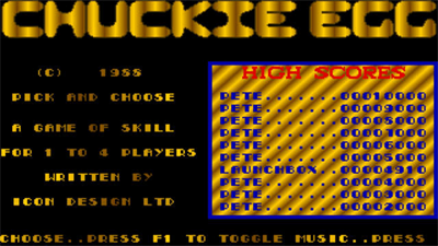 Chuckie Egg - Screenshot - High Scores Image