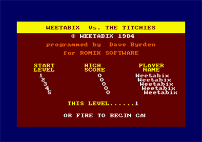 Weetabix Versus the Titchies - Screenshot - Game Title Image