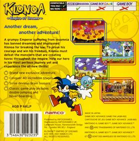 Klonoa: Empire of Dreams - Box - Back Image