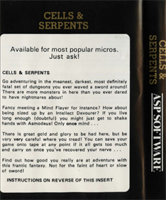 Cells & Serpents - Box - Back Image