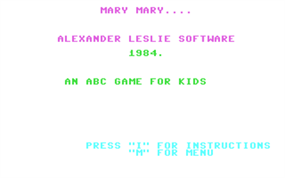 Mary Mary.... - Screenshot - Game Title Image