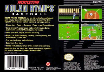 Nolan Ryan's Baseball - Box - Back Image