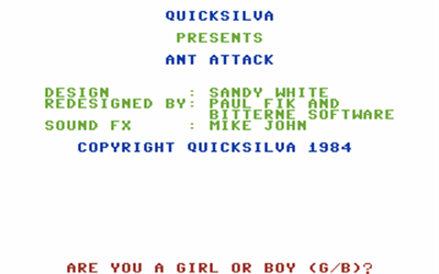 Ant Attack - Screenshot - Game Title Image