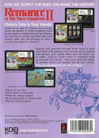 Romance of the Three Kingdoms II - Box - Back Image