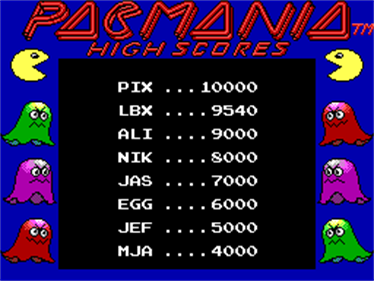 Pac-Mania - Screenshot - High Scores Image