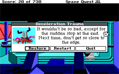 Space Quest III: The Pirates of Pestulon - Screenshot - Game Over Image