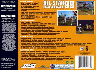 All-Star Baseball '99 - Box - Back Image
