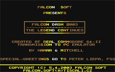 Falcon Dash 2003: The Legend Continues - Screenshot - Game Title Image