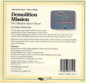 Demolition Mission: The Alleykat Space Racer - Box - Back Image