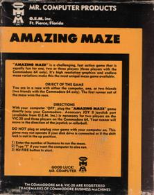 Amazing Maze - Box - Back Image