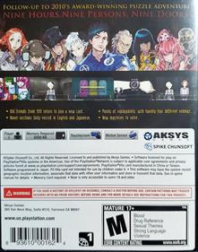 Zero Escape: Virtue's Last Reward - Box - Back Image