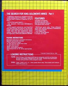 The Search for King Solomon's Mines - Box - Back Image