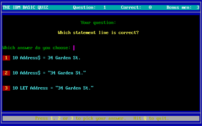The IBM BASIC Quiz - Screenshot - Gameplay Image