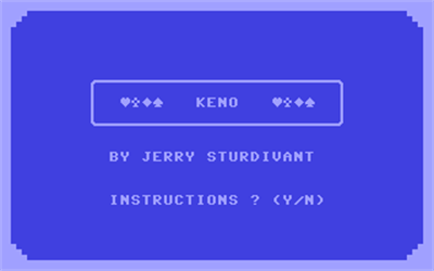 Keno (Jerry A. Sturdivant) - Screenshot - Game Title Image