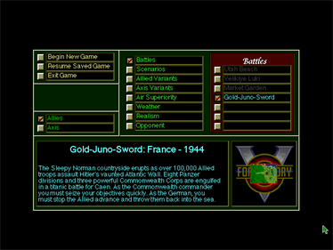 V for Victory: Gold-Juno-Sword - Screenshot - Game Select Image