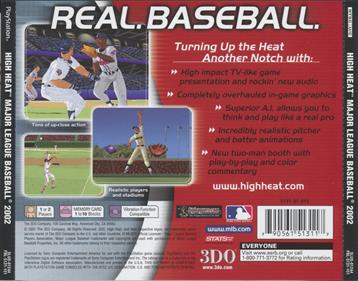 High Heat Major League Baseball 2002 - Box - Back Image