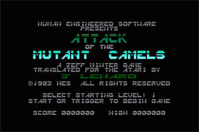 Attack of the Mutant Camels (HesWare) - Screenshot - Game Title Image