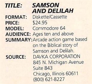 Samson & Delilah - Advertisement Flyer - Front Image