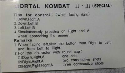 Mortal Kombat II Special - Arcade - Controls Information Image