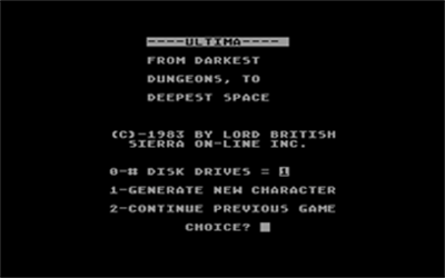 Ultima 1: The Original - Screenshot - Game Select Image