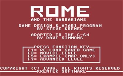 Rome and the Barbarians - Screenshot - Game Title Image