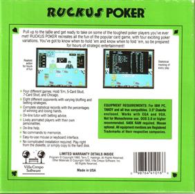 Ruckus Poker - Box - Back Image