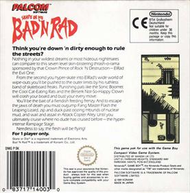 Skate or Die: Bad 'N Rad - Box - Back Image