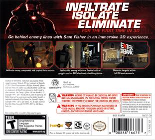 Tom Clancy's Splinter Cell 3D - Box - Back Image