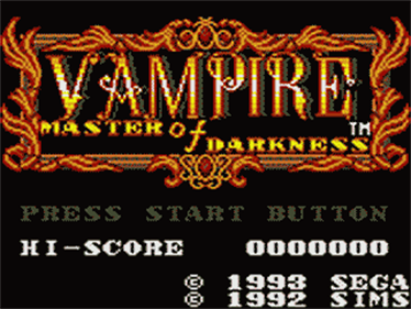 Vampire: Master of Darkness - Screenshot - Game Title Image